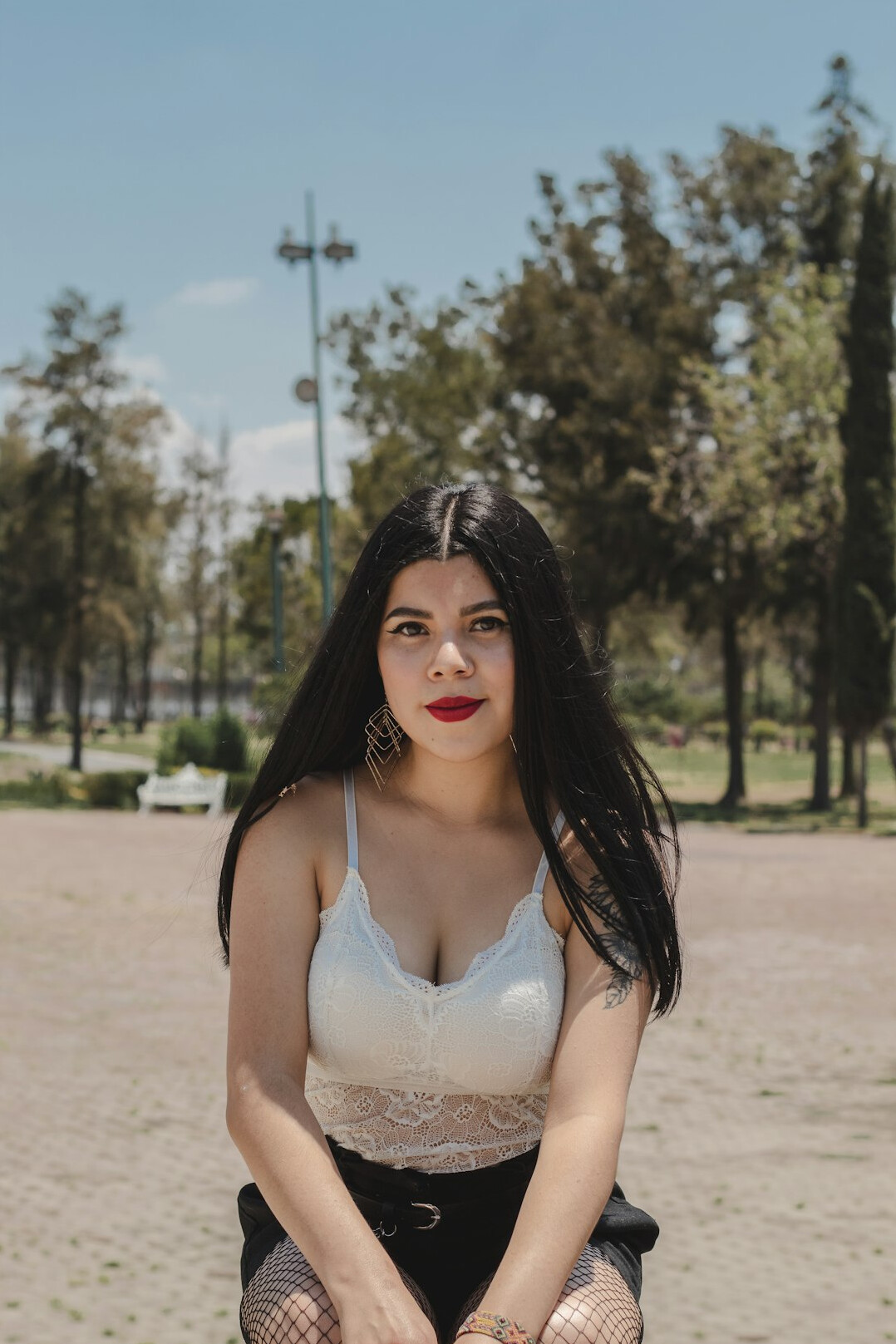 Portrait of a smiling Mexican woman with long dark hair
